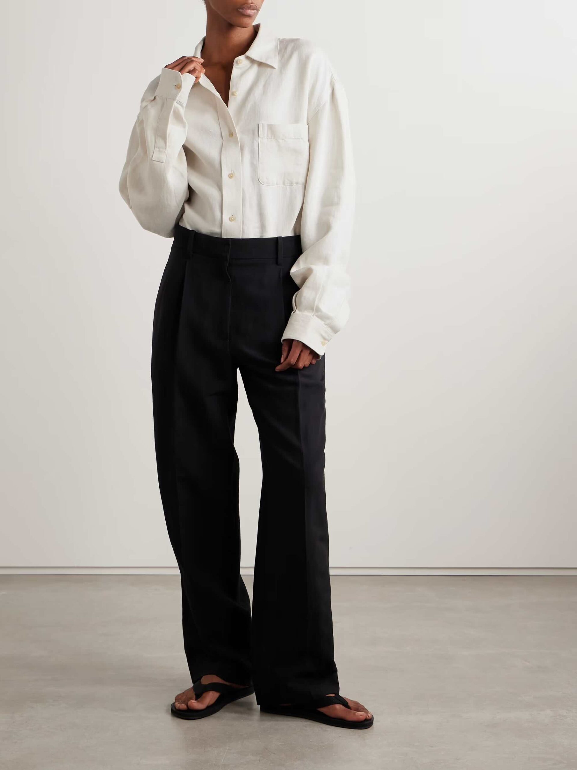 The Row camicia twill di lino Nesson - Life&People Magazine